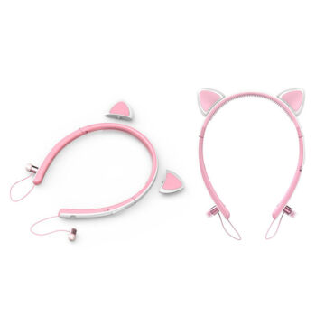 PinkSmart Prémium Bunny Ears Bluetooth fejhallgató LED világítással