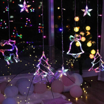 Karácsonyi LED fényfüzér Fenyőfa és Csillag színes