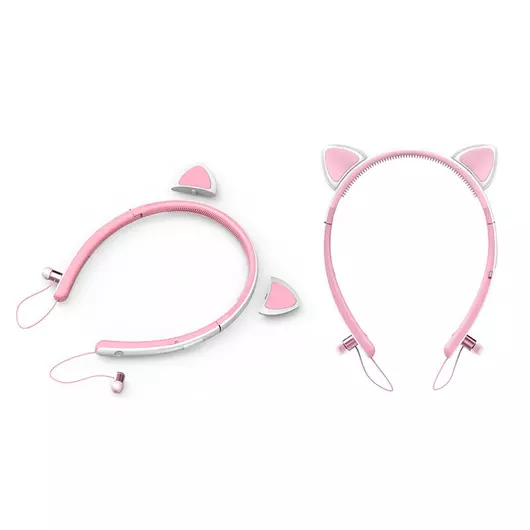 PinkSmart Prémium Bunny Ears Bluetooth fejhallgató LED-es világítással - Lecsatolható fülekkel