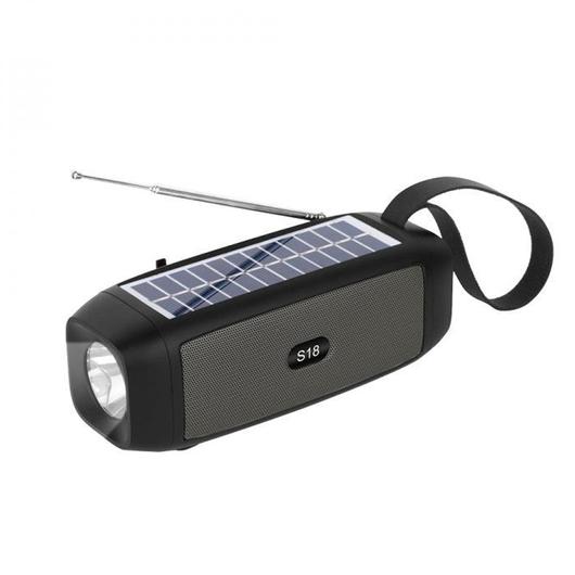 S18 Napelemes Bluetooth Hangszóró, FM Rádió és Led Lámpa egyben